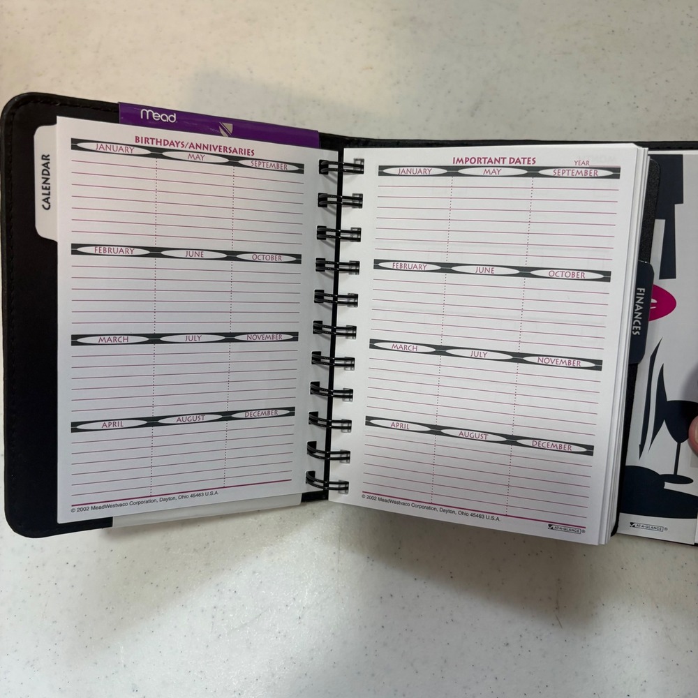 NEW Mead Cambridge Fat Little Day Planner Undated Organizer Black Vintage 2001 - Picture 6 of 15